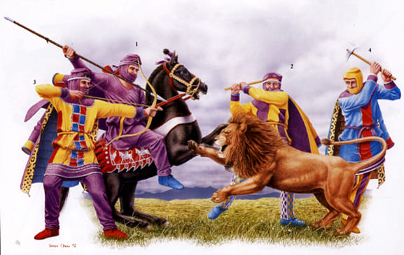 achaemenian-persian-immortals-troops-are-lion-hunting