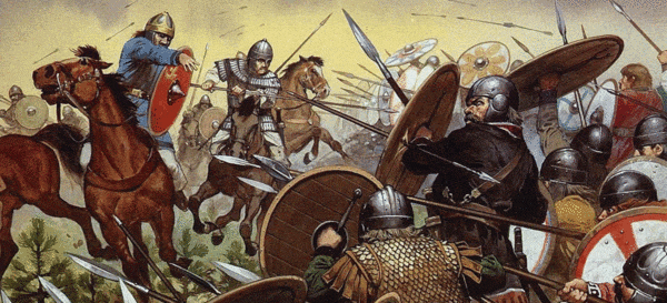 batalla de caballería contra infantería